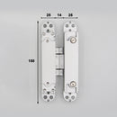 2 Heavy Duty Hidden Door Invisible Concealed Hinge 180° Degree Swing Heavy Duty Zinc Alloy for Inset Door Hinge- | Colors: Black / Clear Anodized / White  |