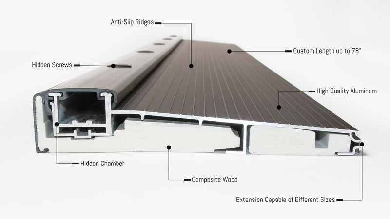 7" Ultra-Wide Adjustable Aluminum Threshold -Add on Extension Compatible - | Colors: Black / Clear Anodized  |  Sizes: 36", 48", 72" || (Copy)