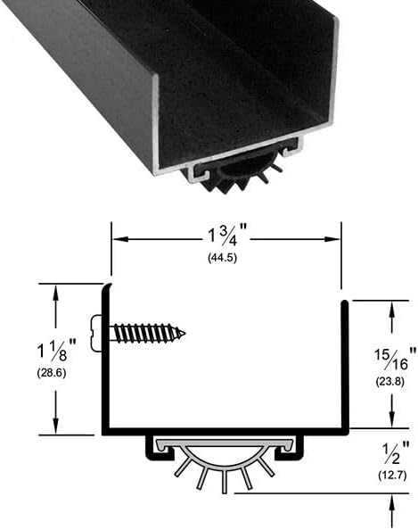 2" U-Shaped Door Bottom with Waterproof Drip Cap Seal | Colors: Black / Clear Anodized  |  Sizes: 32",  46", 48"|