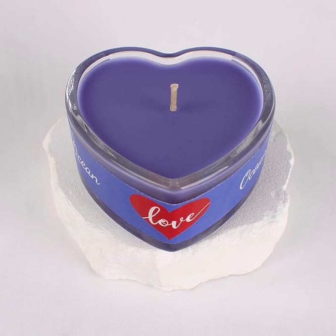 Real Glass Heart Shaped Candles - Ideal for - Holidays - Gifts - Dates - and Many More. (Ocean (Blue))