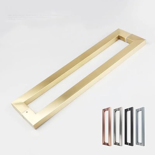 Square Rectangle Flat Shape Bar Stainless Steel Modern Contemporary Entry Door Handle Bar - | Colors: Clear Anodized / Gold  |  Sizes: 48" |