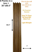 Wooden Interlocking Wall Panels.  | Colors: Black / Walnut / Oak / Gray | Sizes: 6 x 86.5" |