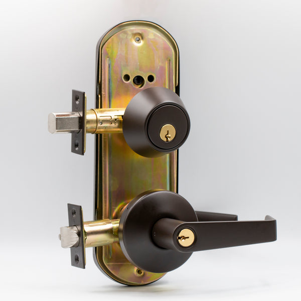 Adjustable Double Door Lock for Any Door You Need. More Security and Easy-to-Install Simultaneous Retraction Interconnected Grade 2 Lock | Black , Satin Nickel |