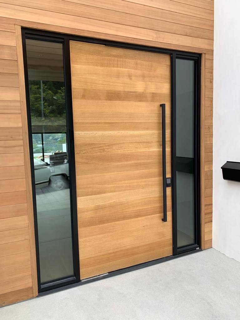 Square Rectangle Flat Shape Bar Stainless Steel Modern Contemporary Entry Door Handle Bar - | Colors: Clear Anodized / Gold  |  Sizes: 48" |