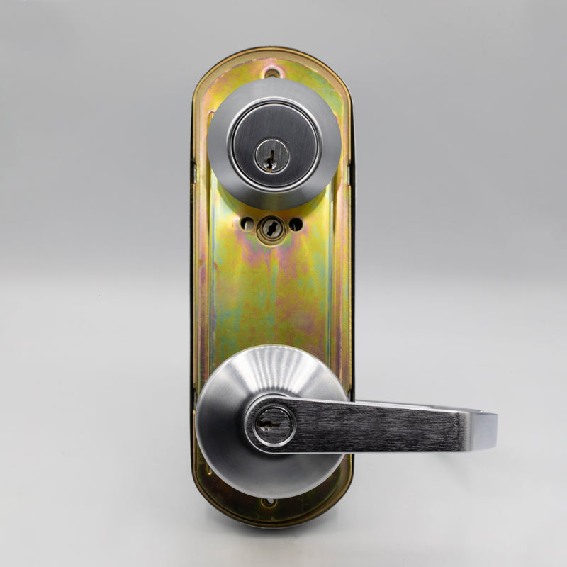Adjustable Double Door Lock for Any Door You Need. More Security and Easy-to-Install Simultaneous Retraction Interconnected Grade 2 Lock | Black , Satin Nickel |