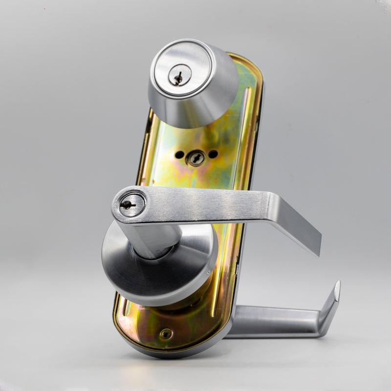 Adjustable Double Door Lock for Any Door You Need. More Security and Easy-to-Install Simultaneous Retraction Interconnected Grade 2 Lock | Black , Satin Nickel |