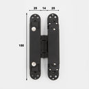 2 Heavy Duty Hidden Door Invisible Concealed Hinge 180° Degree Swing Heavy Duty Zinc Alloy for Inset Door Hinge- | Colors: Black / Clear Anodized / White  |